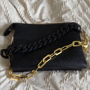Black Designer Inspired Chain Shoulder Bag